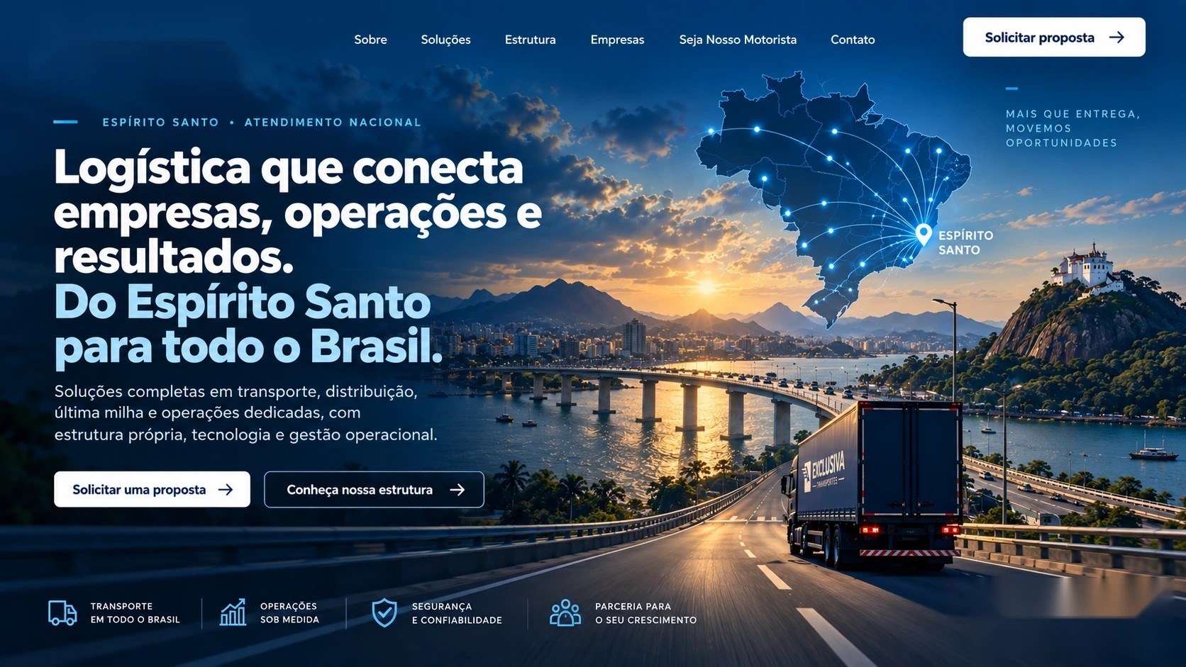 Logística da Exclusiva Transportes conectando o Espírito Santo ao Brasil.